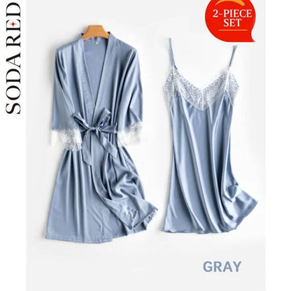 Soft Comfortable Ice Silk Lace Pajamas 2pcs/ 5pcs Set