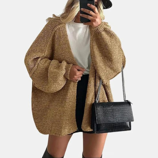 🏆Flash Sale Women's Oversized Cardigan Sweater Fall Long Lantern Sleeve Knit Open Front Lightweight Sweater Knitwear Tops