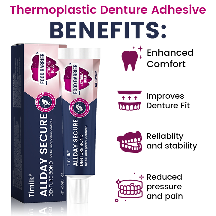 Timilk® AllDay Secure Denture Bond — Fit Seal, Secure Hold Up to 4 Days