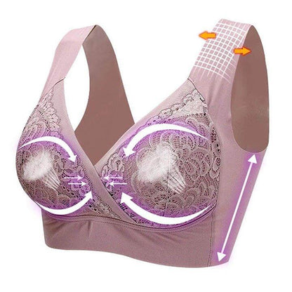 PLUS SIZE COMFORT EXTRA ELASTIC WIRELESS SUPPORT LACE BRA