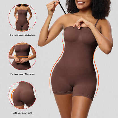 WOMENS SEAMLESS BODY SHAPER WITH REMOVABLE STRAP