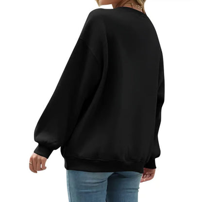 Women'S Oversized Long Sleeve Crewneck Sweatshirt with Pocket