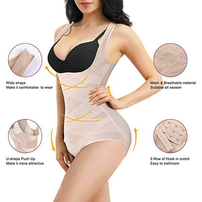 HOOK-AND-EYE MESH SHAPEWEAR BODYSUIT