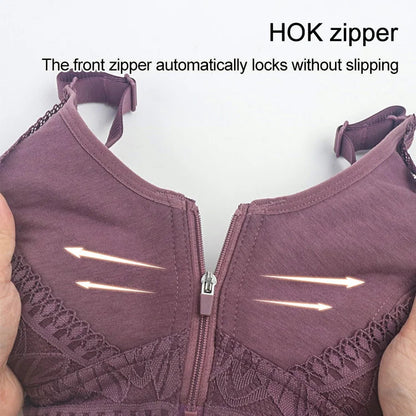 Womens zip front closure plus size bra