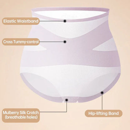 WOMENS HIGH-WAIST BREATHABLE ULTRA-THIN PANTIES WITH TUMMY-CONTROL & HIP-LIFTING