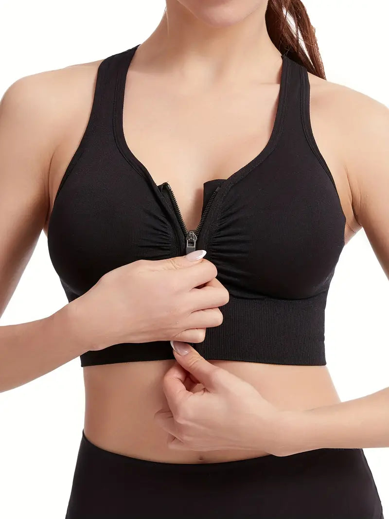 Front Zipper Sport Tank Bra