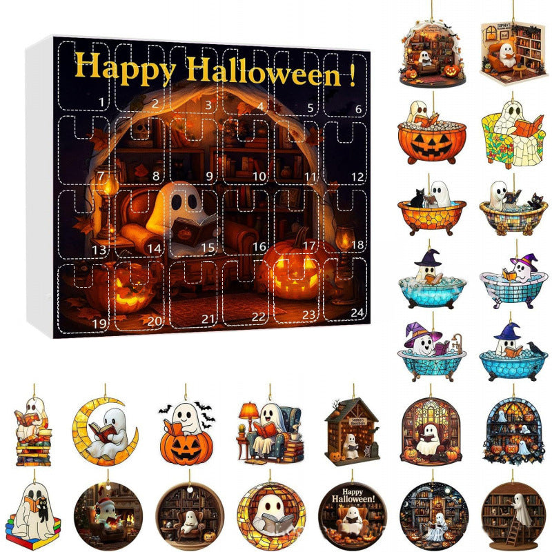 🌲 Halloween Gift--Halloween Advent Calendar with Ghost Ornaments-24 Days of Festive Fun!