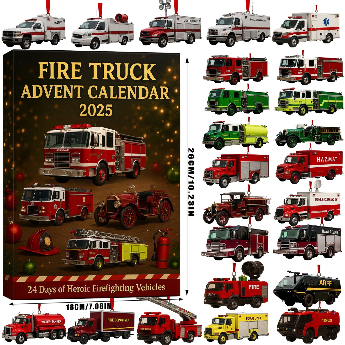 🌲Christmas Gift--Fire Truck Advent Calendar 2025