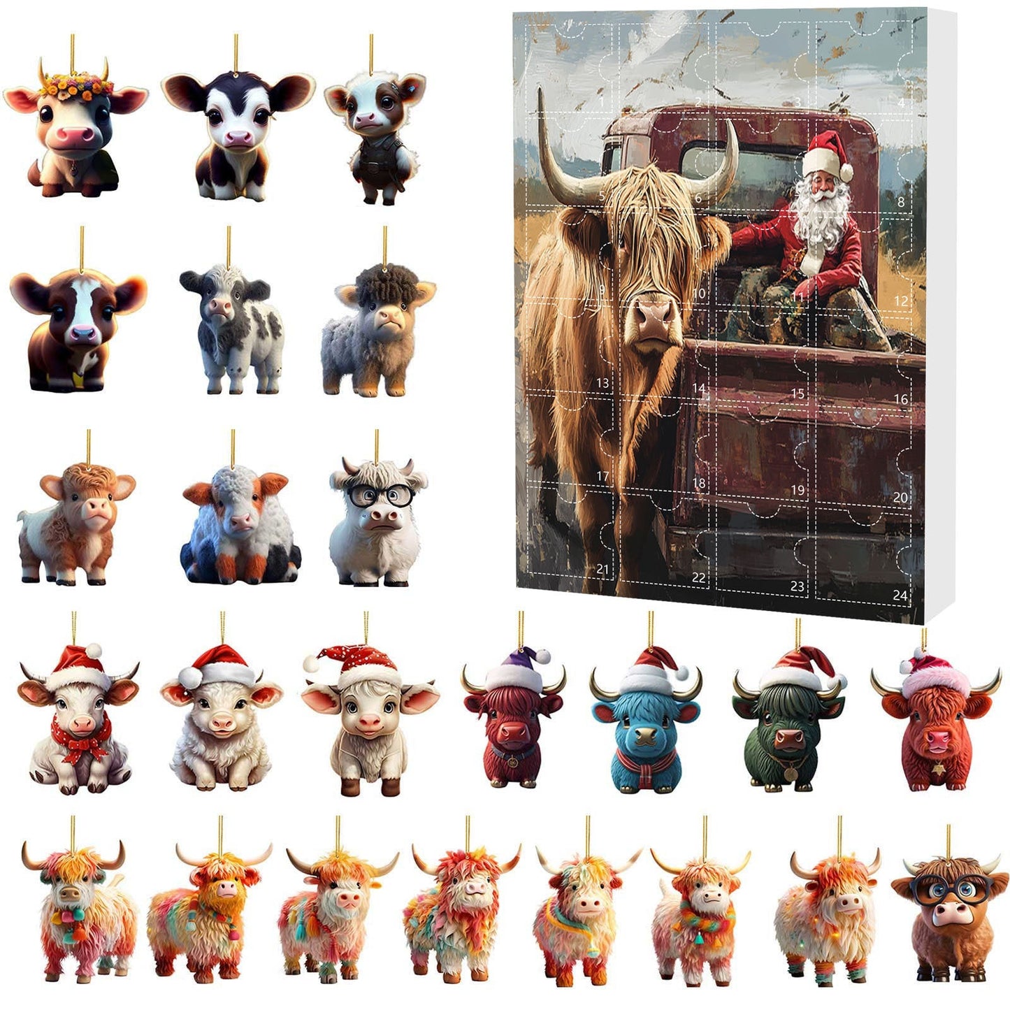 Christmas Cow Advent Calendar 2025 – 24 Days of Festive Fun with Adorable Cow Ornaments 🐄🎄