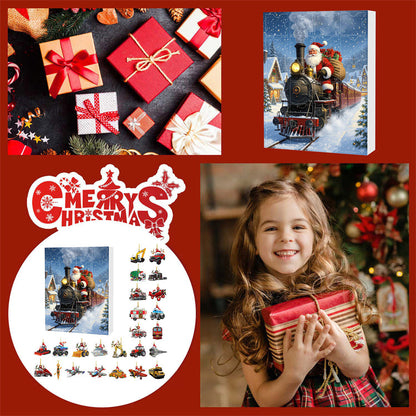 Santa’s Christmas Train Advent Calendar with Vehicle Ornaments