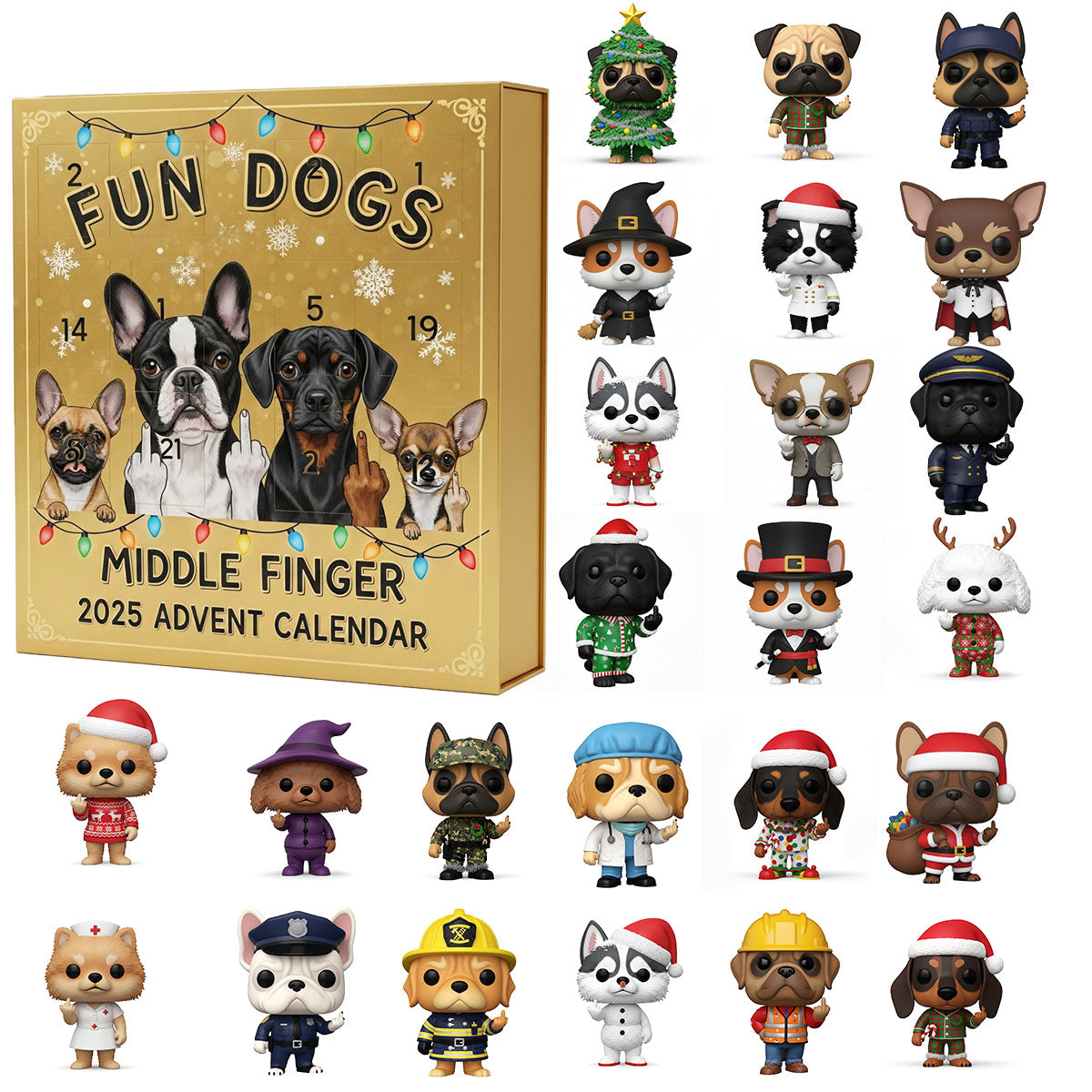 🌲Christmas Gift--Fun Dogs Middle Finger 2025 Advent Calendar 🎄🐶