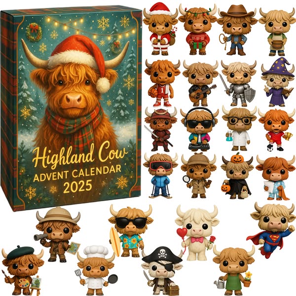 🌲Christmas Gift--Highland Cow Advent Calendar 2025